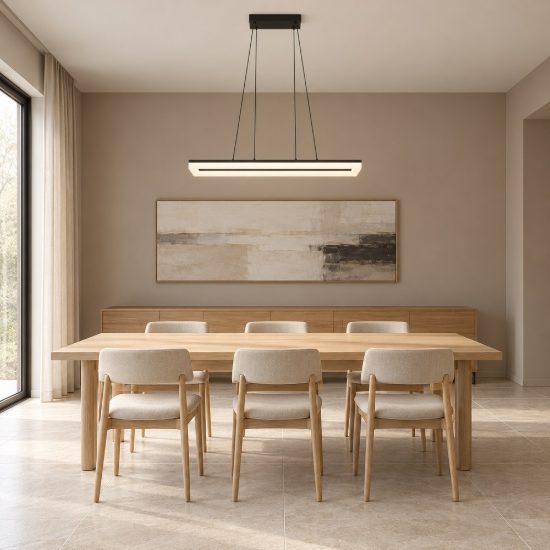 Lampadario a sospensione led 27w 3000k per sala da pranzo moderno rettangolare nero