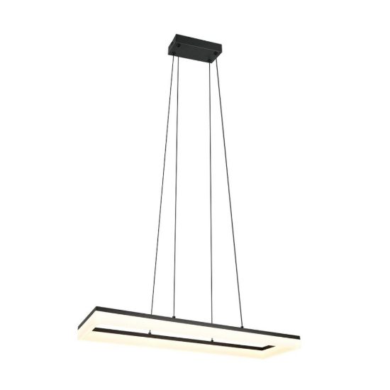Lampadario a sospensione led 27w 3000k per sala da pranzo moderno rettangolare nero