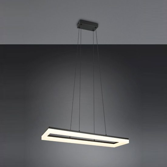 Lampadario a sospensione led 27w 3000k per sala da pranzo moderno rettangolare nero