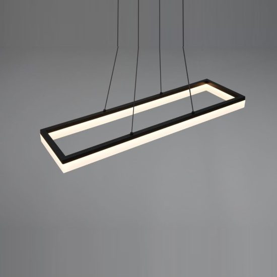 Lampadario a sospensione led 27w 3000k per sala da pranzo moderno rettangolare nero