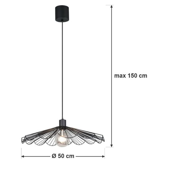 Lampadario a sospensione piccolo per sala da pranzo moderno nero a ventaglio