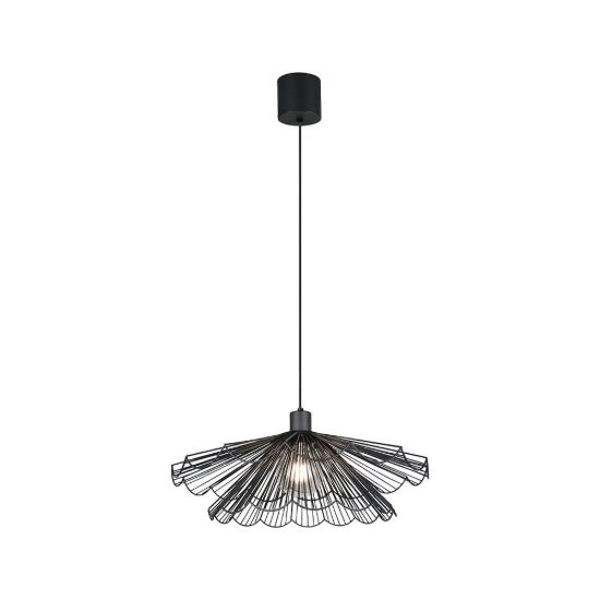 Lampadario a sospensione per sala da pranzo moderno nero a ventaglio con doppio diffusore