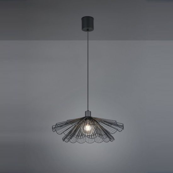 Lampadario a sospensione per sala da pranzo moderno nero a ventaglio con doppio diffusore