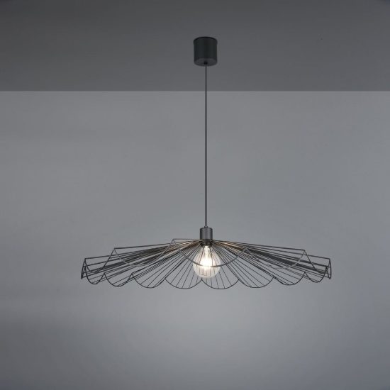 Lampadario a sospensione grande per sala da pranzo moderno nero a ventaglio