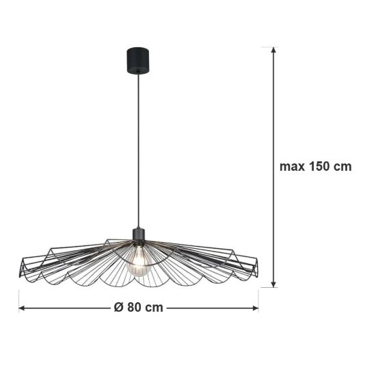 Lampadario a sospensione grande per sala da pranzo moderno nero a ventaglio