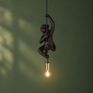Lampada a sospensione per soggiorno a forma di scimmia nera oro