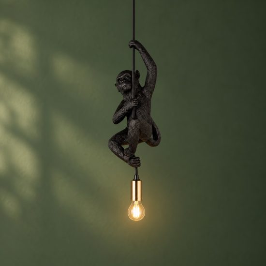 Lampada a sospensione per soggiorno a forma di scimmia nera oro