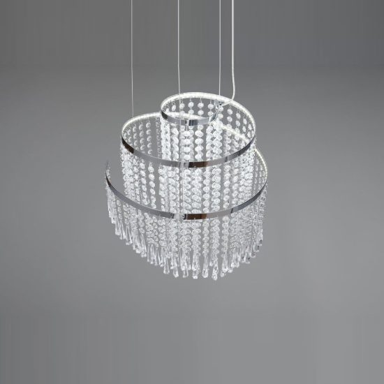 Lampadario a sospensione per soggiorno led 30w cct 2700k 6500k con telecomando cromo pendenti scintillanti