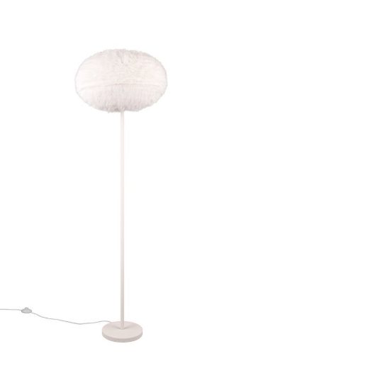 Piantana per soggiorno moderna in peluche sintetico bianco