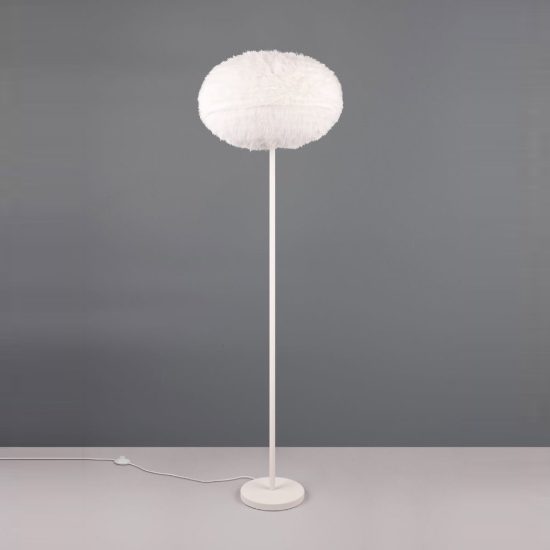Piantana per soggiorno moderna in peluche sintetico bianco