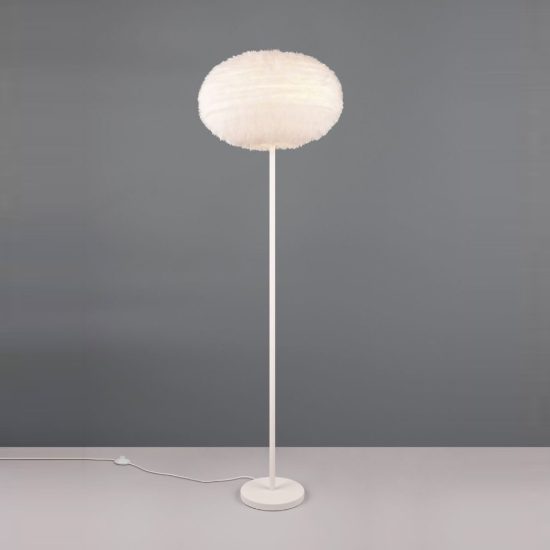 Piantana per soggiorno moderna in peluche sintetico bianco