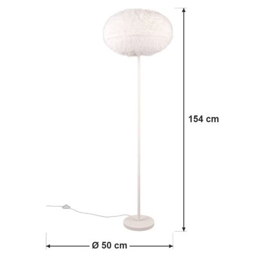 Piantana per soggiorno moderna in peluche sintetico bianco