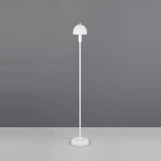 Piantana per soggiorno moderna bianca a forma di fungo con vetro bianco