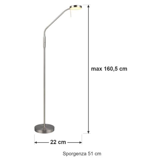 Piantana ricaricabile led 3w 2700k 4000k 6000k touch per soggiorno orientabile nichel opaco