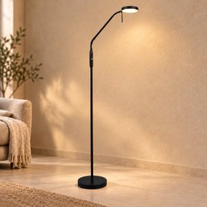 Lampada da terra ricaricabile led 3w 2700k 4000k 6000k touch per soggiorno orientabile nera