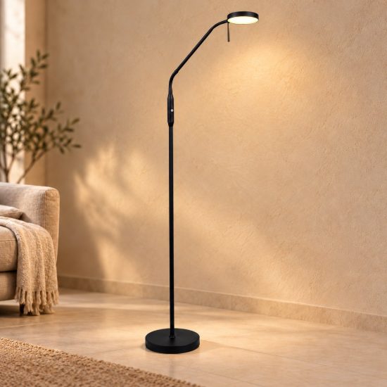 Lampada da terra ricaricabile led 3w 2700k 4000k 6000k touch per soggiorno orientabile nera