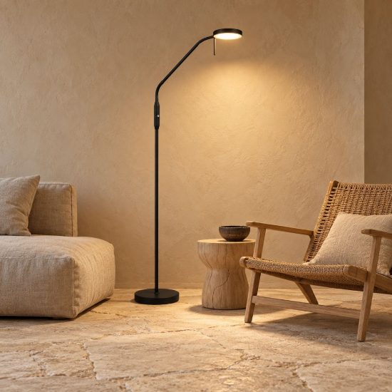 Lampada da terra ricaricabile led 3w 2700k 4000k 6000k touch per soggiorno orientabile nera