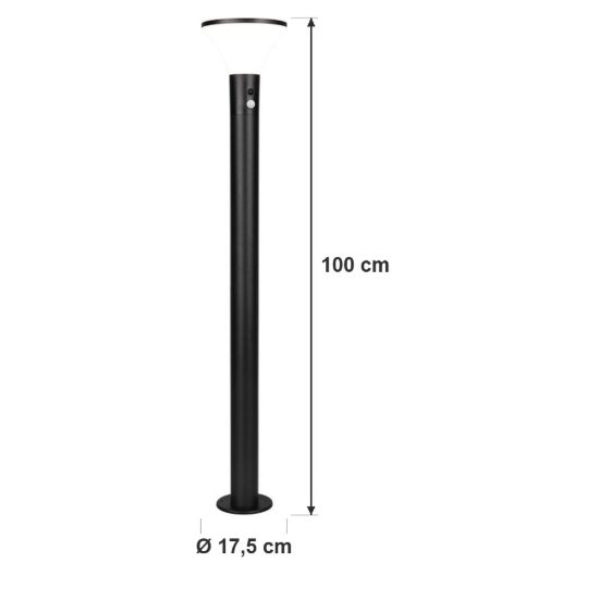 Lampione da giardino solare led 3,5w 4000k con sensore di movimento ip44 a forma di fungo nero