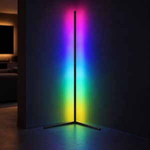Piantana per cameretta ad angolo gaming led 10w rgb con telecomando controllo del suono nera