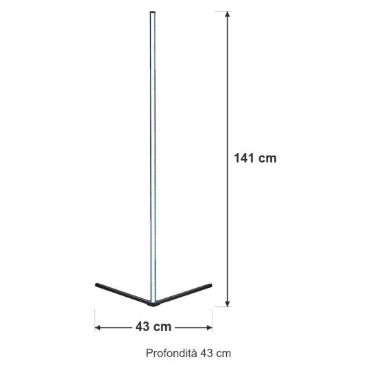 Piantana per cameretta ad angolo gaming led 10w rgb con telecomando controllo del suono nera