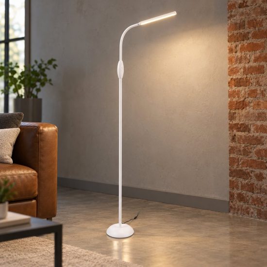 Piantana per salotto led 5w 3000k 4000k 5000k touch da lettura con collo flessibile bianca