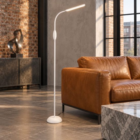 Piantana per salotto led 5w 3000k 4000k 5000k touch da lettura con collo flessibile bianca