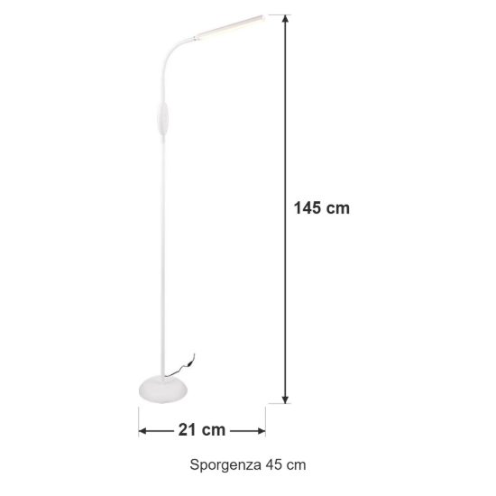 Piantana per salotto led 5w 3000k 4000k 5000k touch da lettura con collo flessibile bianca