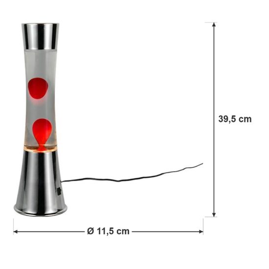 Lampada da tavolo led 2w 3000k effetto lava per cameretta con magma rosso