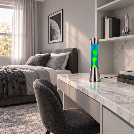 Lampada da tavolo led 2w 3000k effetto lava per cameretta con magma giallo