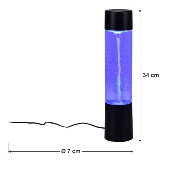 Abat-jour led 0,9w rgb per comodino design a colonna d'acqua con effetto tornado nero