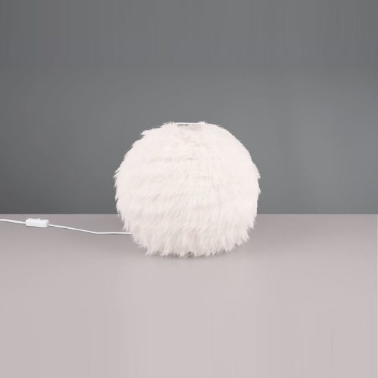 Abat-jour per comodino moderno in peluche sintetico bianco