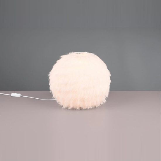 Abat-jour per comodino moderno in peluche sintetico bianco