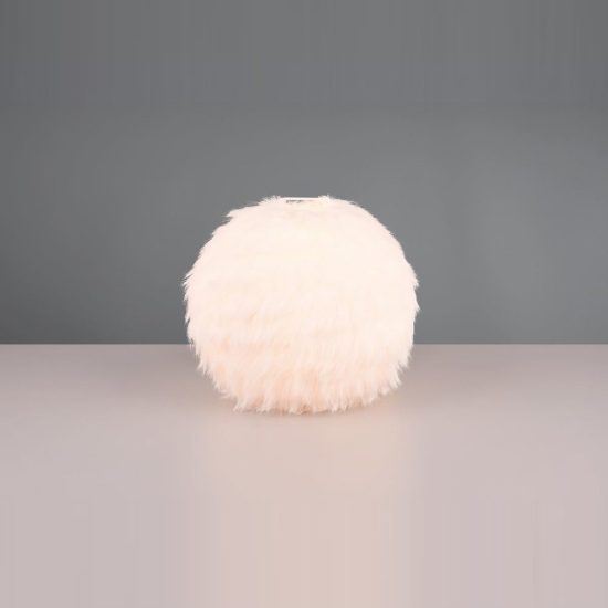Abat-jour per comodino moderno in peluche sintetico bianco