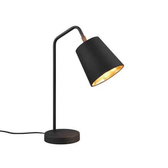 Lampada da tavolo orientabile per soggiorno moderna nera con paralume nero oro