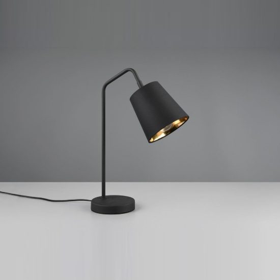 Lampada da tavolo orientabile per soggiorno moderna nera con paralume nero oro