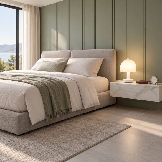 Abat-jour per comodino moderno bianco a forma di fungo con vetro bianco