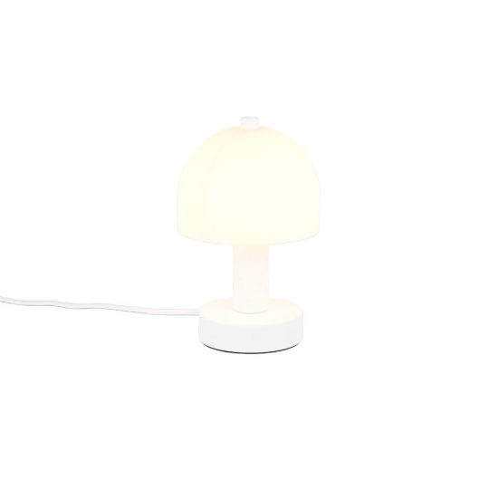 Abat-jour per comodino moderno bianco a forma di fungo con vetro bianco