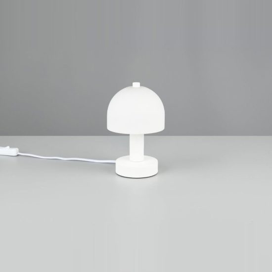 Abat-jour per comodino moderno bianco a forma di fungo con vetro bianco
