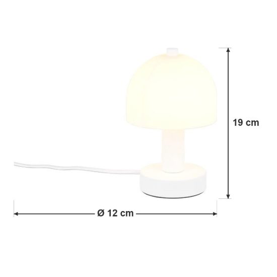 Abat-jour per comodino moderno bianco a forma di fungo con vetro bianco