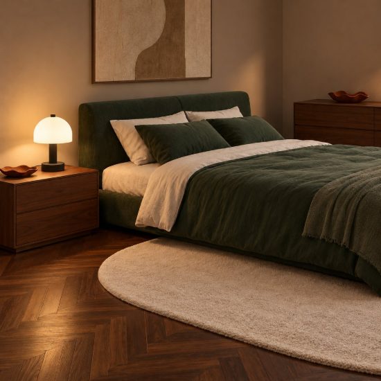 Abat-jour per comodino moderno nero a forma di fungo con vetro bianco