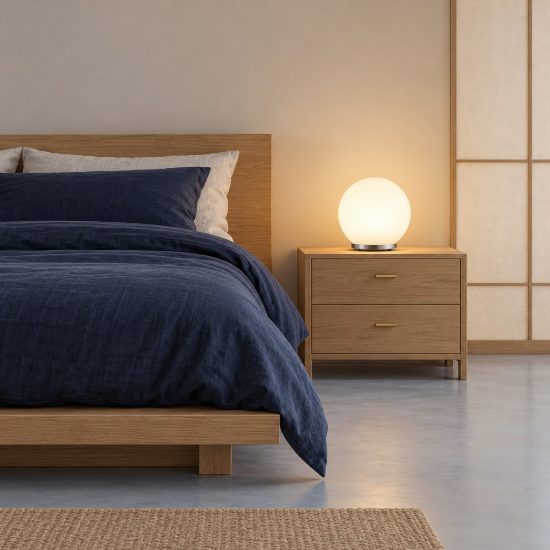 Abat-jour led 5,5w 3000k rgb con telecomando per comodino cromo con sfera satinata