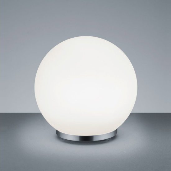 Abat-jour led 5,5w 3000k rgb con telecomando per comodino cromo con sfera satinata