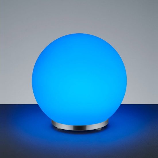 Abat-jour led 5,5w 3000k rgb con telecomando per comodino cromo con sfera satinata