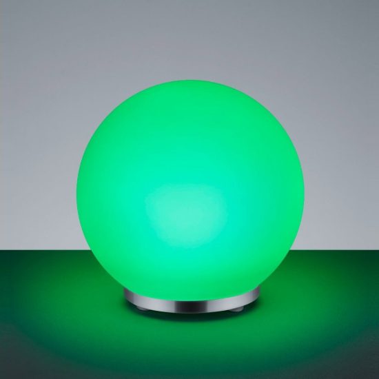 Abat-jour led 5,5w 3000k rgb con telecomando per comodino cromo con sfera satinata