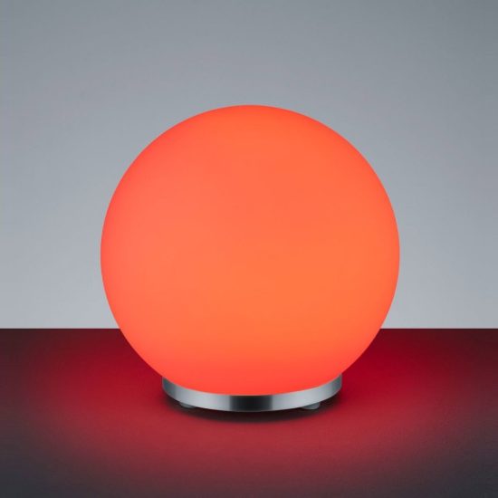 Abat-jour led 5,5w 3000k rgb con telecomando per comodino cromo con sfera satinata