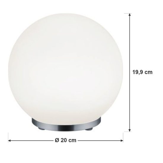 Abat-jour led 5,5w 3000k rgb con telecomando per comodino cromo con sfera satinata