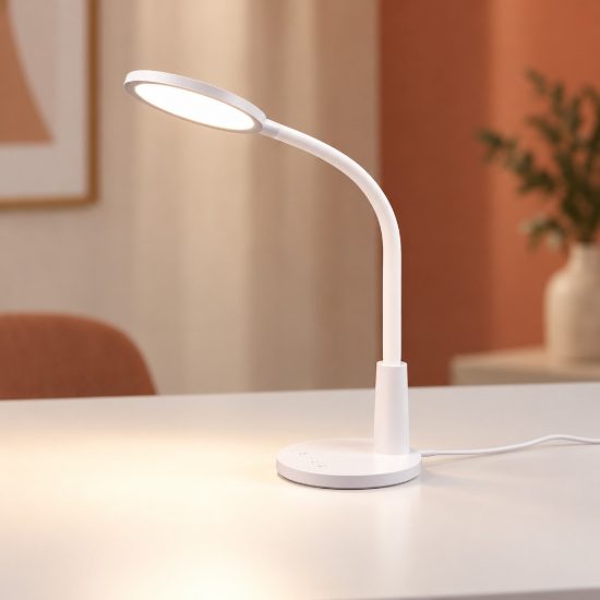 Lampada da scrivania led 8,4w 4000k touch per ufficio con braccio flessibile timer bianca