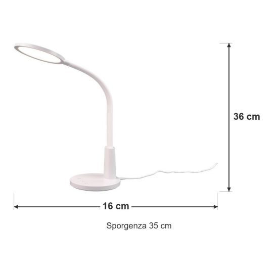 Lampada da scrivania led 8,4w 4000k touch per ufficio con braccio flessibile timer bianca