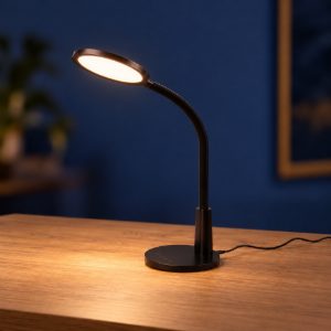 Lampada da scrivania led 8,4w 4000k touch per ufficio con braccio flessibile timer nera
