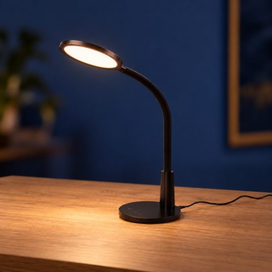 Lampada da scrivania led 8,4w 4000k touch per ufficio con braccio flessibile timer nera